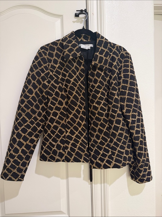 Maggy London Jackets & Blazers - Maggy London silk zip jacket size 10 black and gold